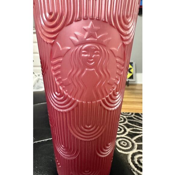 Starbucks 2023 Fall Pink Shimmer Shell Mermaid Scales Cold Cup Tumbler 24 oz - Picture 3 of 5